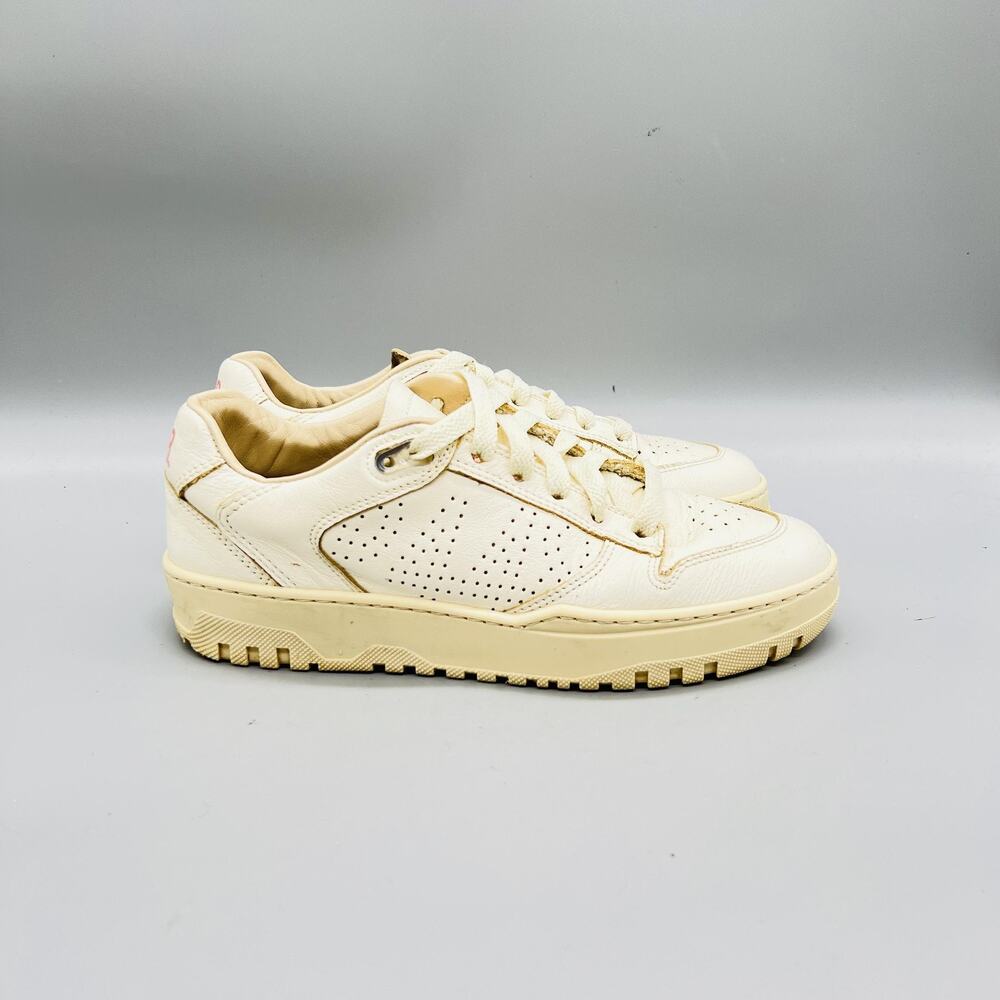 P448 Shoes Womens 6.5 White Leather Perforated Low Top Sneakers Comfort Casual